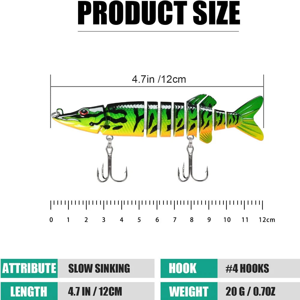 ANFS Fishing Lures for Bass Trout Multi Jointed Swimbaits Slow Sinking Bionic Swimming Lures Bass Freshwater Saltwater Bass