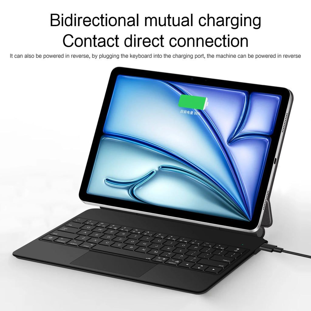 AJIUYU Smart Pogo Pin Magic Keyboard For iPad Air 11 inch M3 M2 Pro 13 M4 12.9 6th 5th 4th 10.9 7th Smart Case Direct Connection