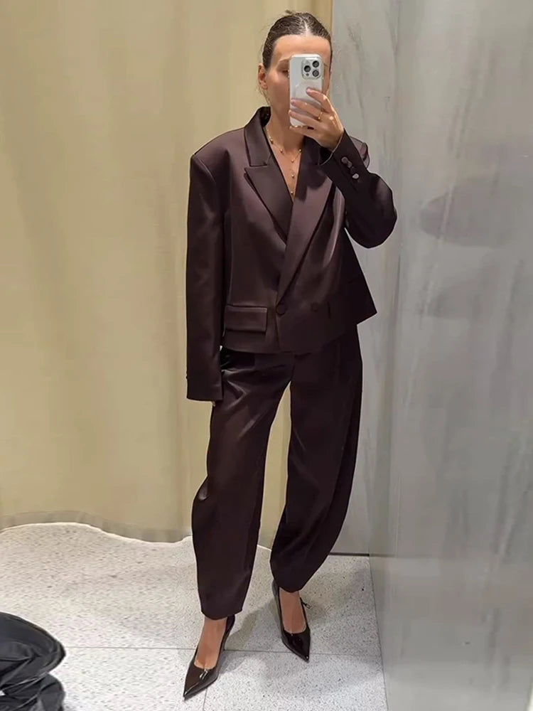 Women's Two Pieces Set New In Matching Sets New Outerwear Ensemble Femmes Blazer Coats Jackets Tapered Pants Trousers Clothes