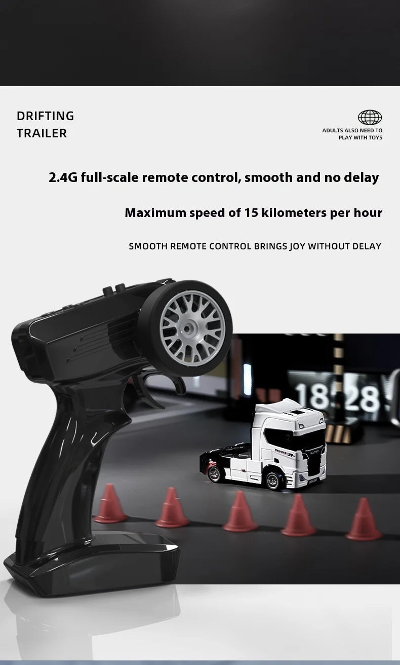 Remote Control Drifting Car Tabletop Toy Alloy Tractor Rc Truck 1/43 2.4g Rc Engineering Trailer Truck With Light And Sound Toys