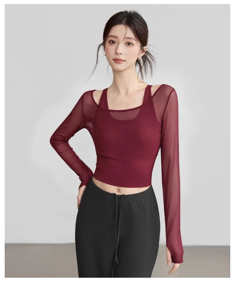 Yoga Clothes for Women for Autumn and Winter Vacation Two-piece Fixed Cup Sports Tops High-end Pilates Training Fitness Clothes