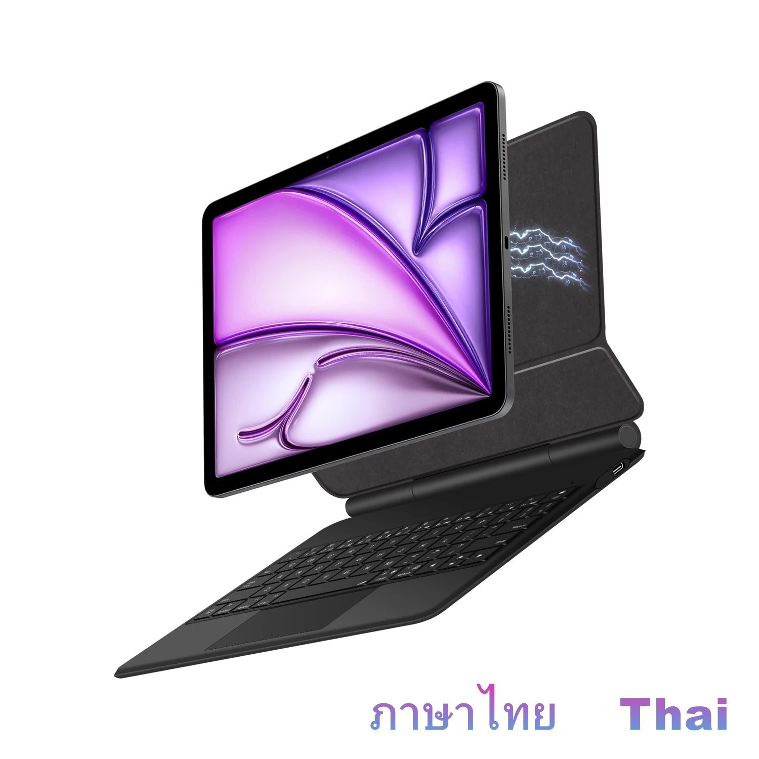 AJIUYU Smart Pogo Pin Magic Keyboard For iPad Air 11 inch M3 M2 Pro 13 M4 12.9 6th 5th 4th 10.9 7th Smart Case Direct Connection