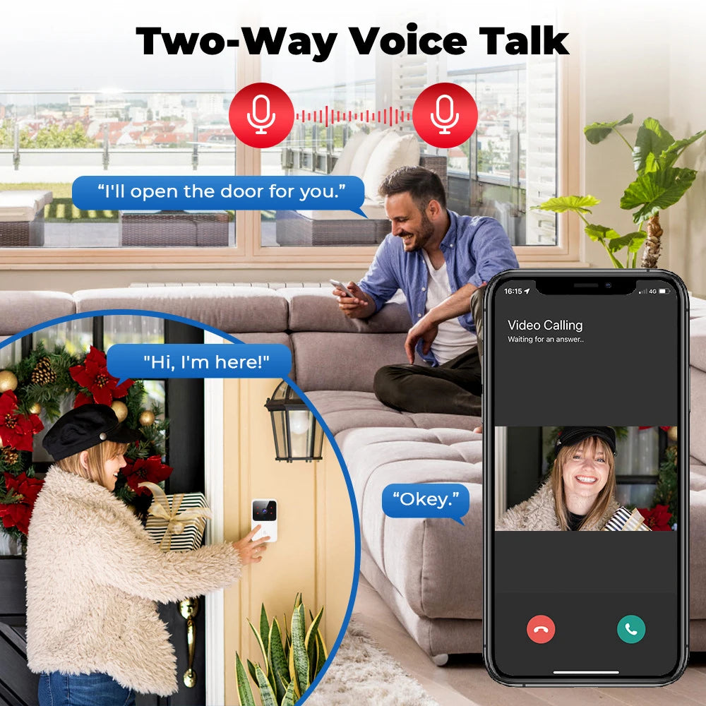 Tuya WiFi Video Doorbell Wireless HD Camera IR Alarm Security Smart Home Door Bell WiFi Intercom for Home with Black or White