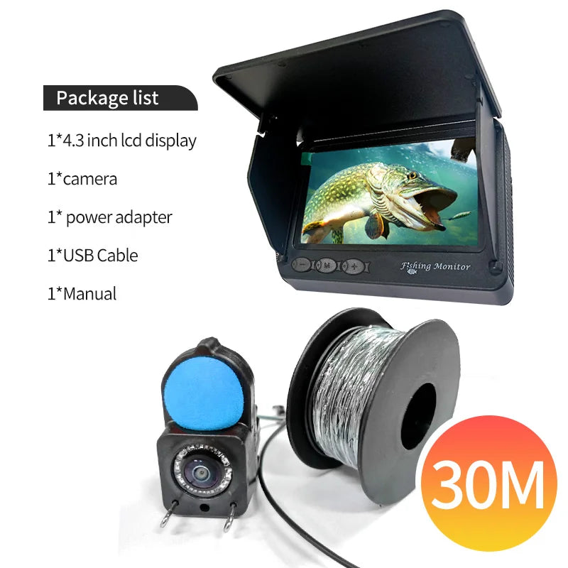 Portable Fish Depth Finder Water Handheld 1080P 4.3 Inch LCD Fish Finder Underwater 220° Fishing Camera With Night Vision