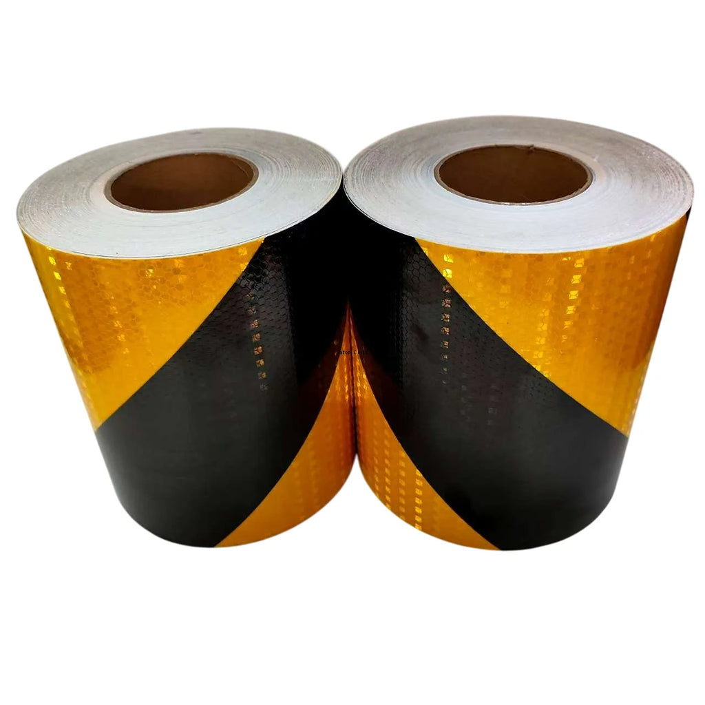 5cm/10cm/15cm/20cm*5m Reflective Tape Yellow-Black Left Or Right Twill Waterproof Safety Warning Self-adhesive Reflector Sticker