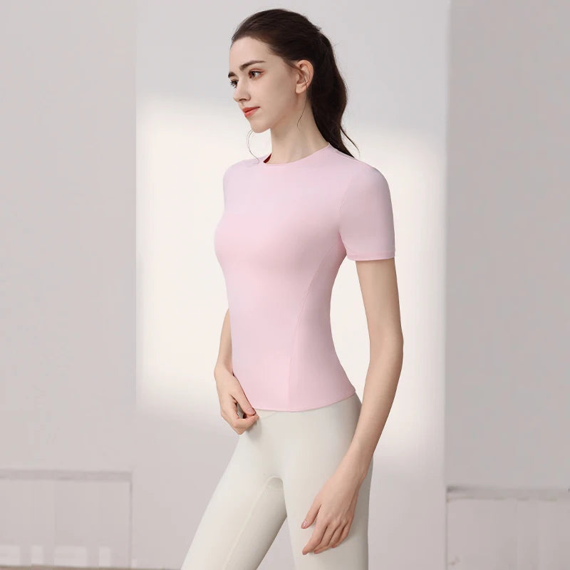 Woman 2025 Top Yoga Clothes Workout Pilates Shirts Fitness Sportswear Gym Running Sports Tight T-shirt Short Sleeve Fitness Tops