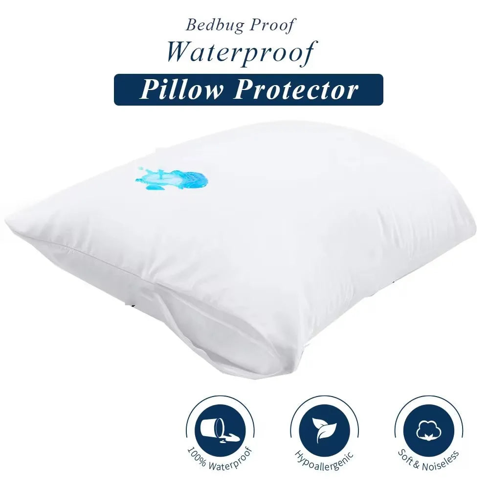 Smooth Waterproof Pillow Protector 1PC 50x70cm / 48x74cm / 21x27Inch / 21x31Inch / 21x37Inch Pillow Cover [Bed Bug Lock]