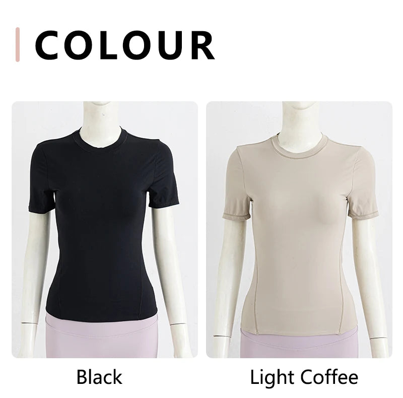 Woman 2025 Top Yoga Clothes Workout Pilates Shirts Fitness Sportswear Gym Running Sports Tight T-shirt Short Sleeve Fitness Tops