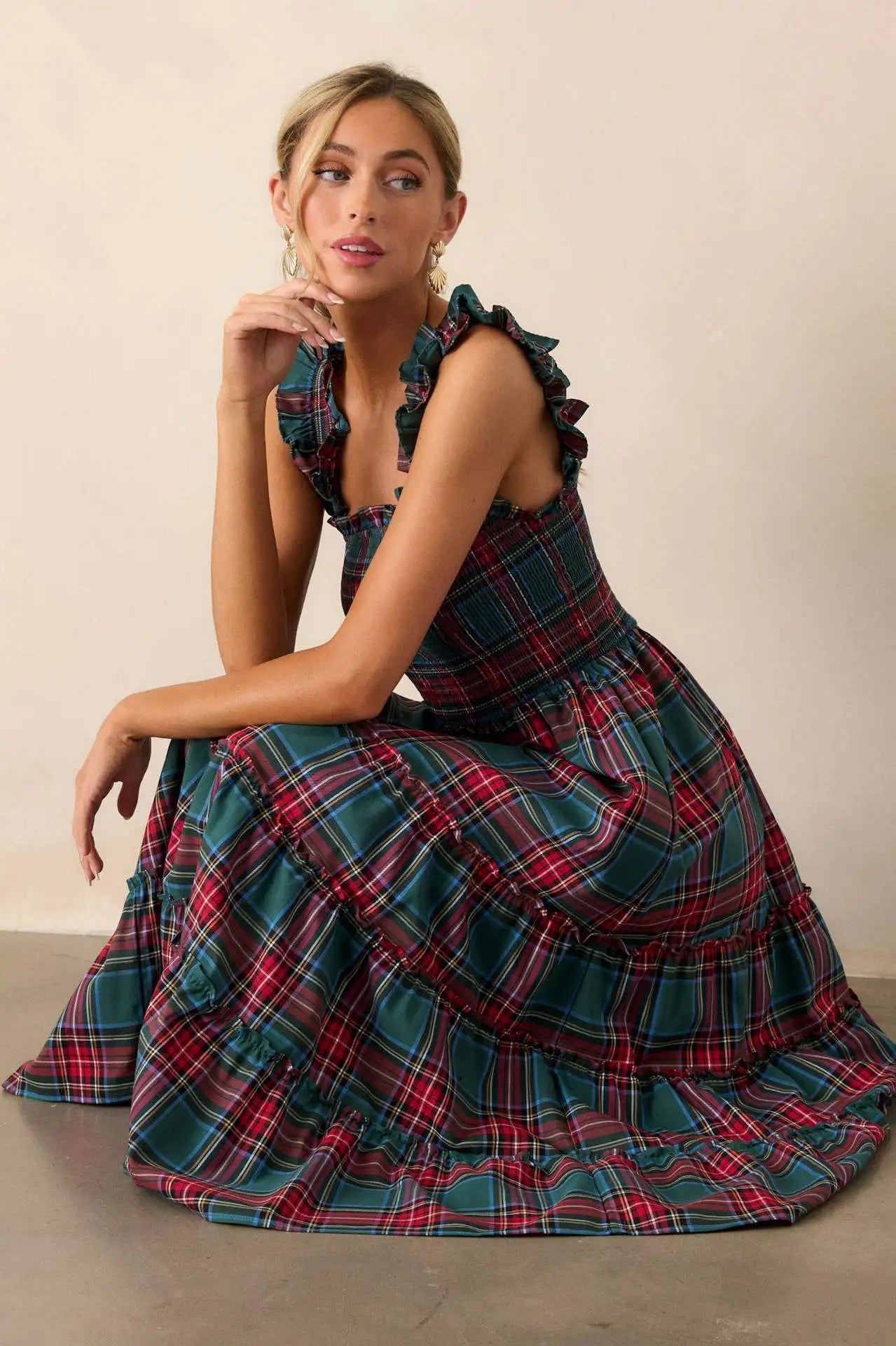Woman Clothes Party Dresses French Retro Plaid Slim Irregular Dress Women's New Design Skirt Elegant Party Dresses Clothing 2025