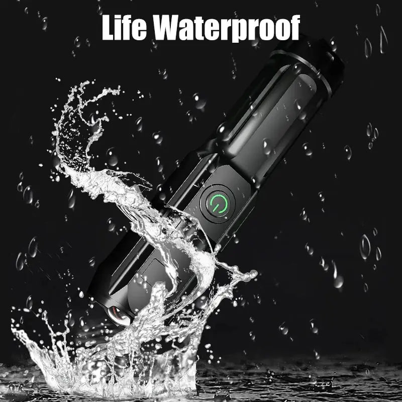 Portable LED Flashlight Strong Light Focusing Flashlight 18650 USB Rechargeable Outdoor Home Strong Light Searchlight Waterproof