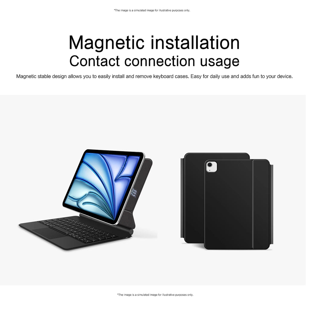 AJIUYU Smart Pogo Pin Magic Keyboard For iPad Air 11 inch M3 M2 Pro 13 M4 12.9 6th 5th 4th 10.9 7th Smart Case Direct Connection