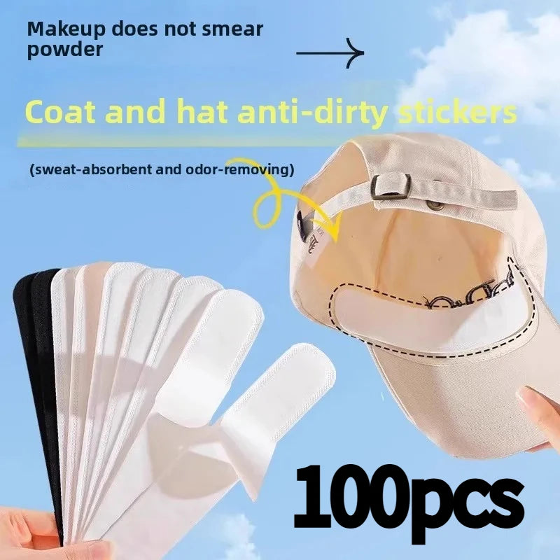 Disposable Hat Sweat Pad Adjustable Absorbent Hat Liner for Baseball Caps and Shirts Cotton Collar Protector Hiking Accessories