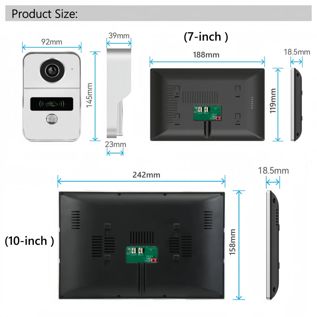 2 Wires Digital Video Intercom System 7/10 Inch Wireless WIFI Video Doorphone Tuya Smart WIFI Doorbell Camera for home Apartment