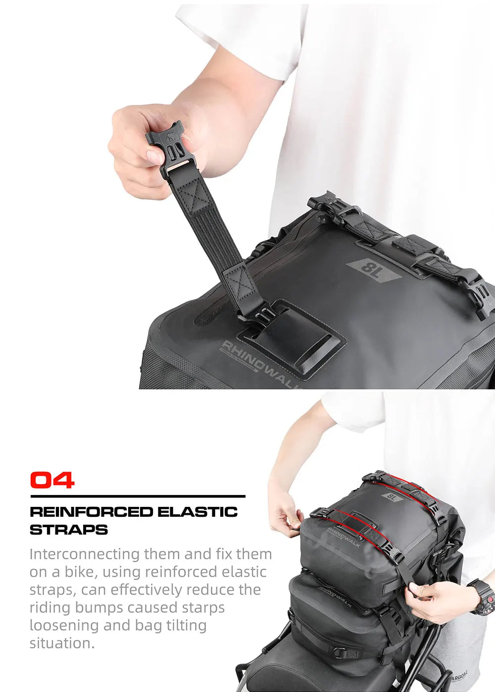 Rhinowalk Motorcycle Tail Bag 100%Waterproof Cycling Backpack 8L 15L 30L Motor Side Saddle Pack Travel Luggage Box Accessories