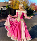 Cinderalle Hot Pink Prom Dress Costume 1860s Cosplay Evening Dress Appliques Long Sleeve Victorian Aesthetic Party Customized