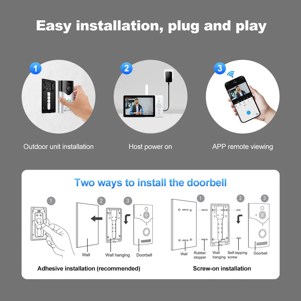 Srihome SH054 5Inch Screen 4MP 1440p Wireless WIFI Doorbell 120Degree Wide Angle Video Door Phone Visual Door Viewer Camera
