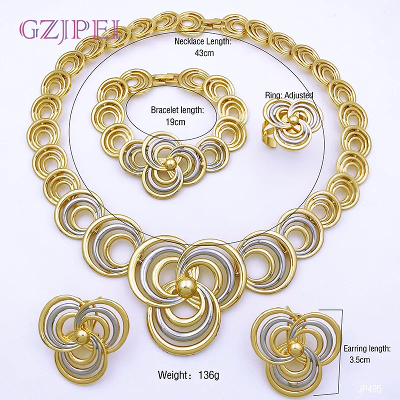 Elegant Women Necklaces Jewelry Sets Gold Color Jewelry On The Neck Wedding Party Accessories conjunto de joyeria para mujer