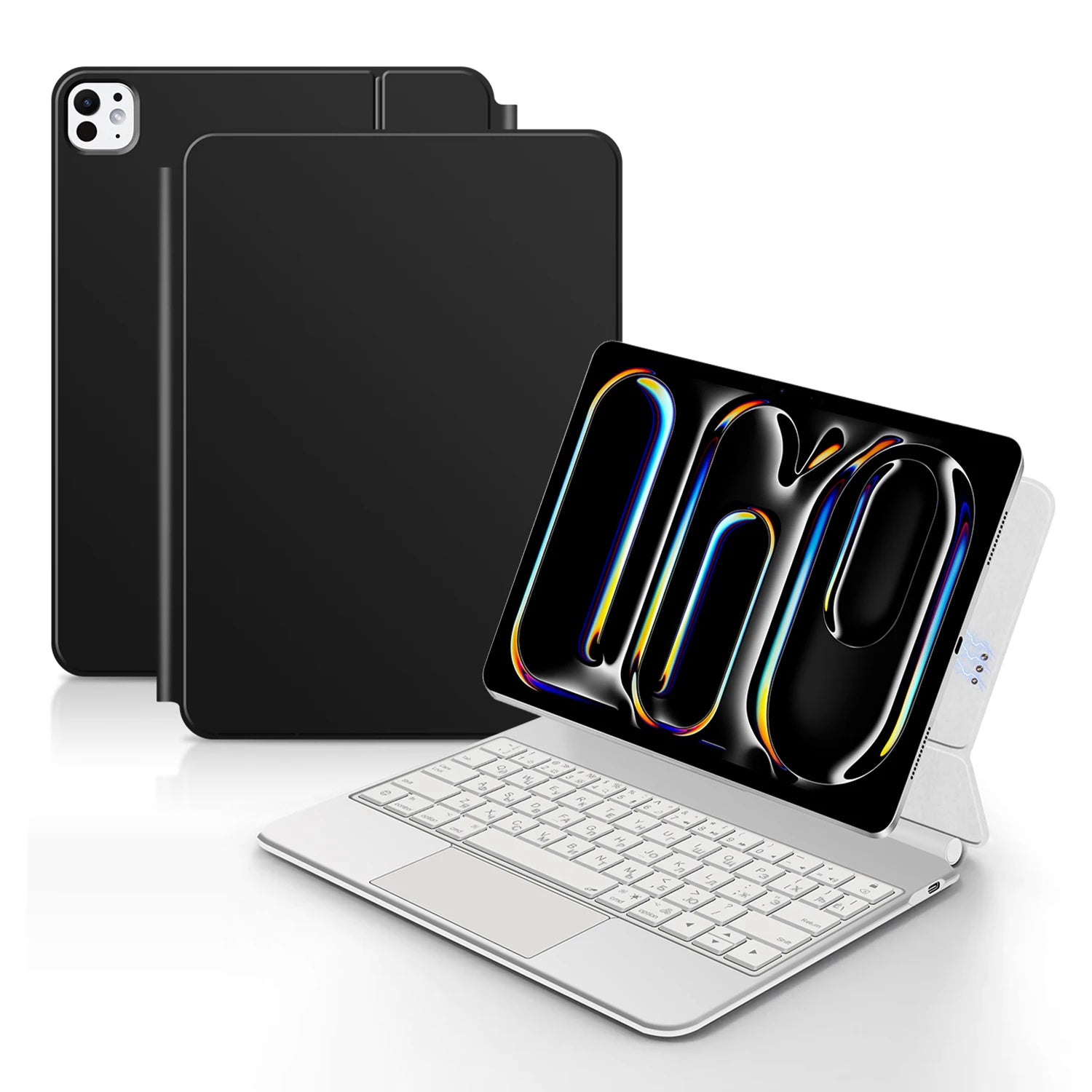 AJIUYU Smart Pogo Pin Magic Keyboard For iPad Air 11 inch M3 M2 Pro 13 M4 12.9 6th 5th 4th 10.9 7th Smart Case Direct Connection