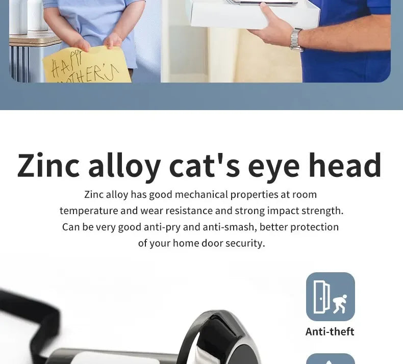 Video Doortell HD 2.4 Inch Peephole 120° Smart Digital Door Viewer Camera Security Monitor 240x320 Visual Doorbell Home