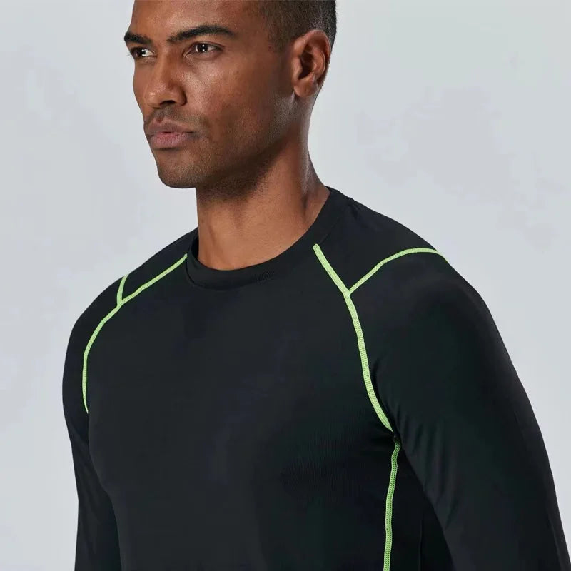 High Collar Men's Sports Ski Thermal Underwear Set Suits Gym Compression Suit Running Men Ski Thermal Bottom Fleece Clothes