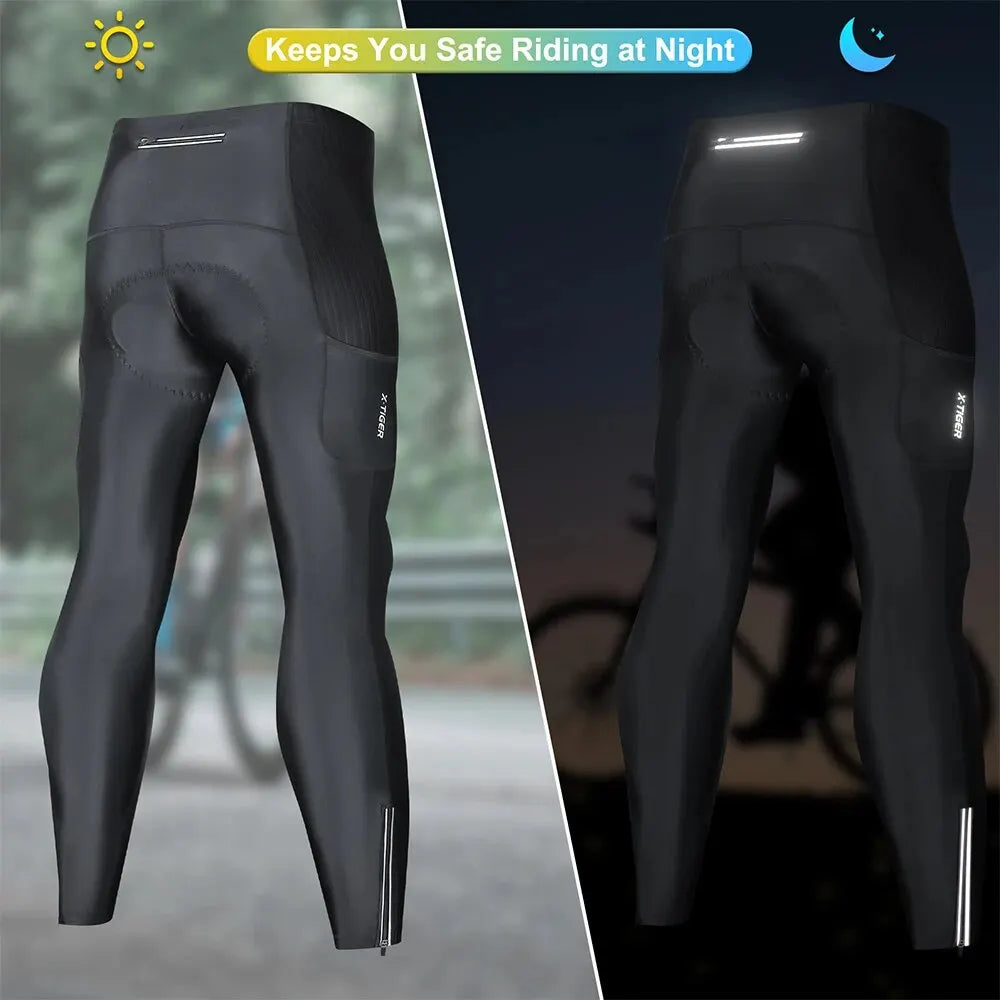 X-TIGER Winter Bike Pants 5D Gel Padded Cycling Tights Leggings Men's Outdoor Riding Mountain Road Bicycle Long Trousers