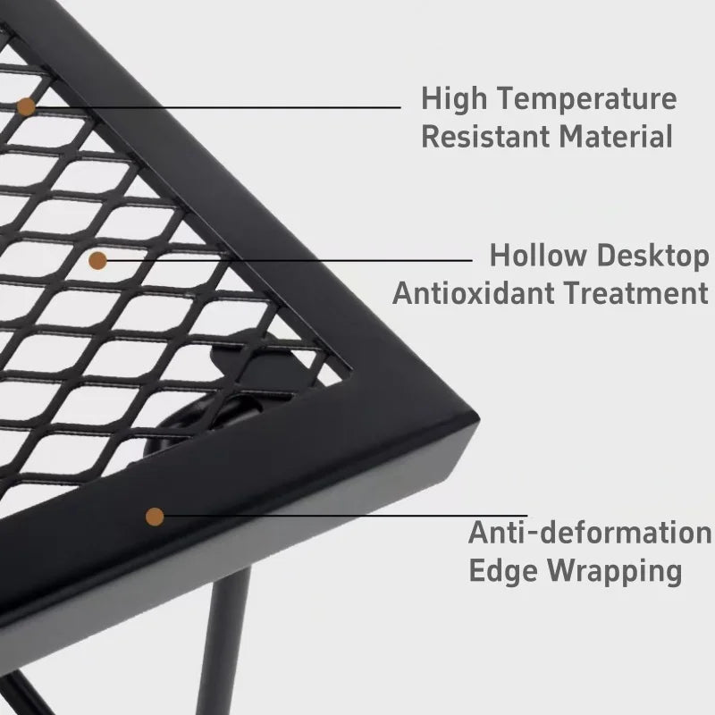 Outdoor Grid Folding Table Multifunctional Camping Table Mini Tent Desk Picnic Table Cooking Heating Rack High-temperature