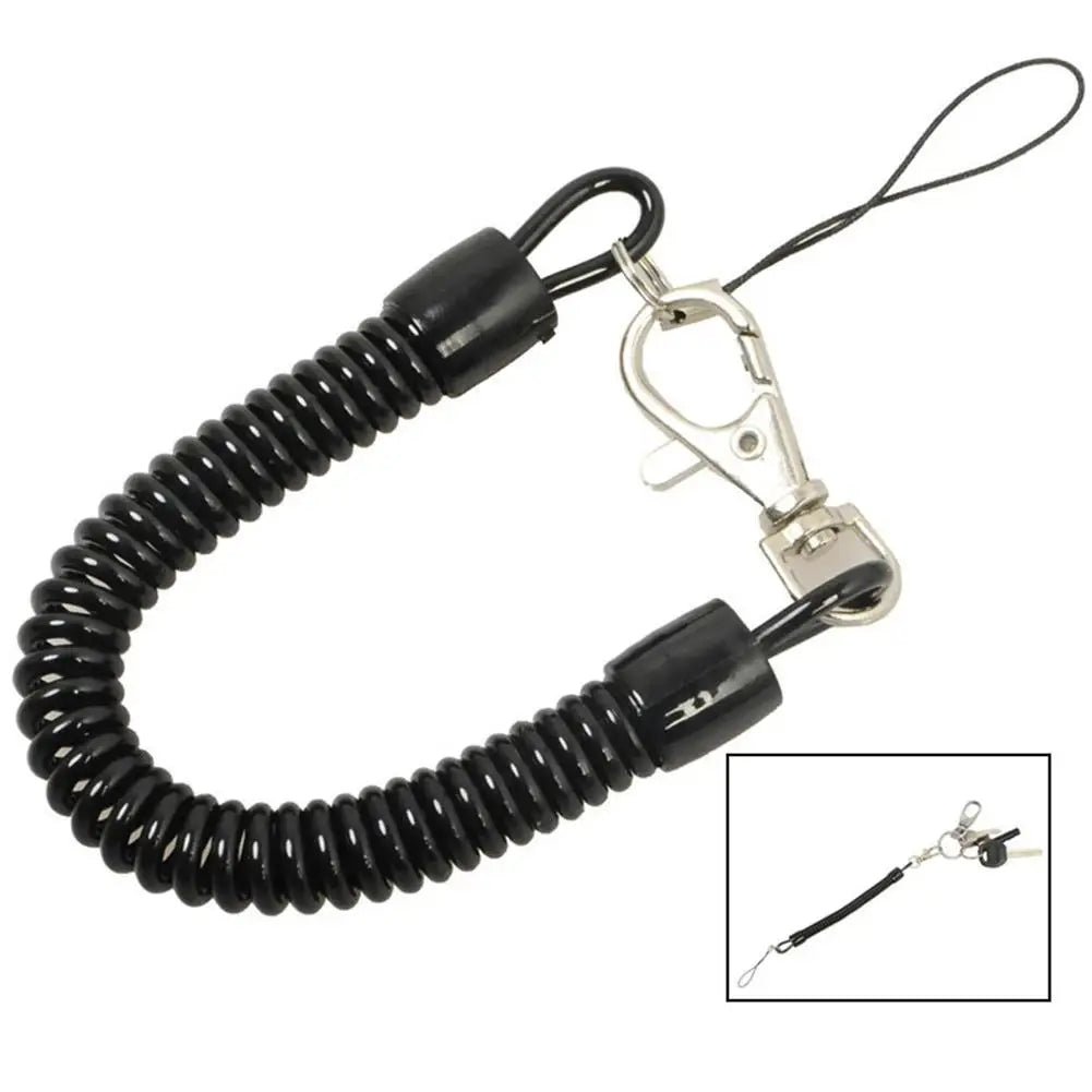 Tactical Retractable Spring Elastic Rope Security Gear Tool Hiking Camping Anti-lost Phone Keychain Fishing Lanyards Keychain