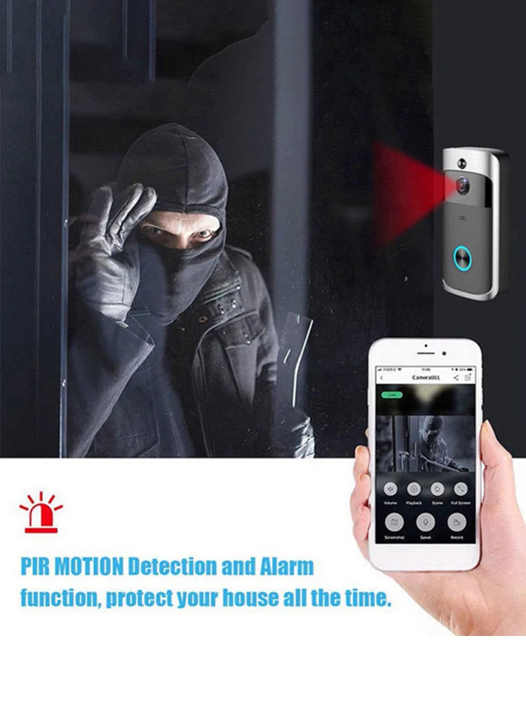 V5 Wireless Smart Doorbell PIR Detection 720P HD 166-degree Wide-angle Camera Doorbell Motion Sensing Security Protection Device