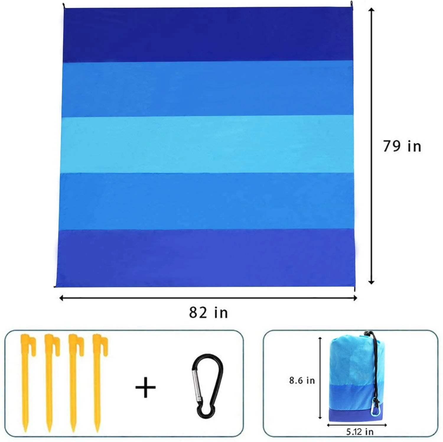 Beach Blanket Waterproof Sandproof Beach Mat 2x2.1m for 2-8 Adults Quick Drying Outdoor Picnic Mat for Travel, Camping, Hiking