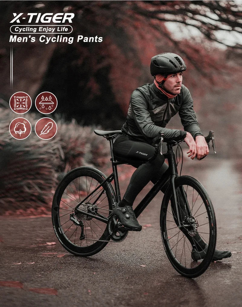 X-TIGER Winter Bike Pants 5D Gel Padded Cycling Tights Leggings Men's Outdoor Riding Mountain Road Bicycle Long Trousers