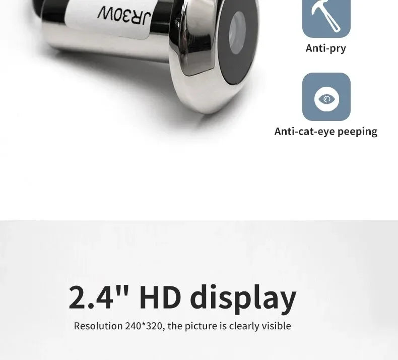 Video Doortell HD 2.4 Inch Peephole 120° Smart Digital Door Viewer Camera Security Monitor 240x320 Visual Doorbell Home