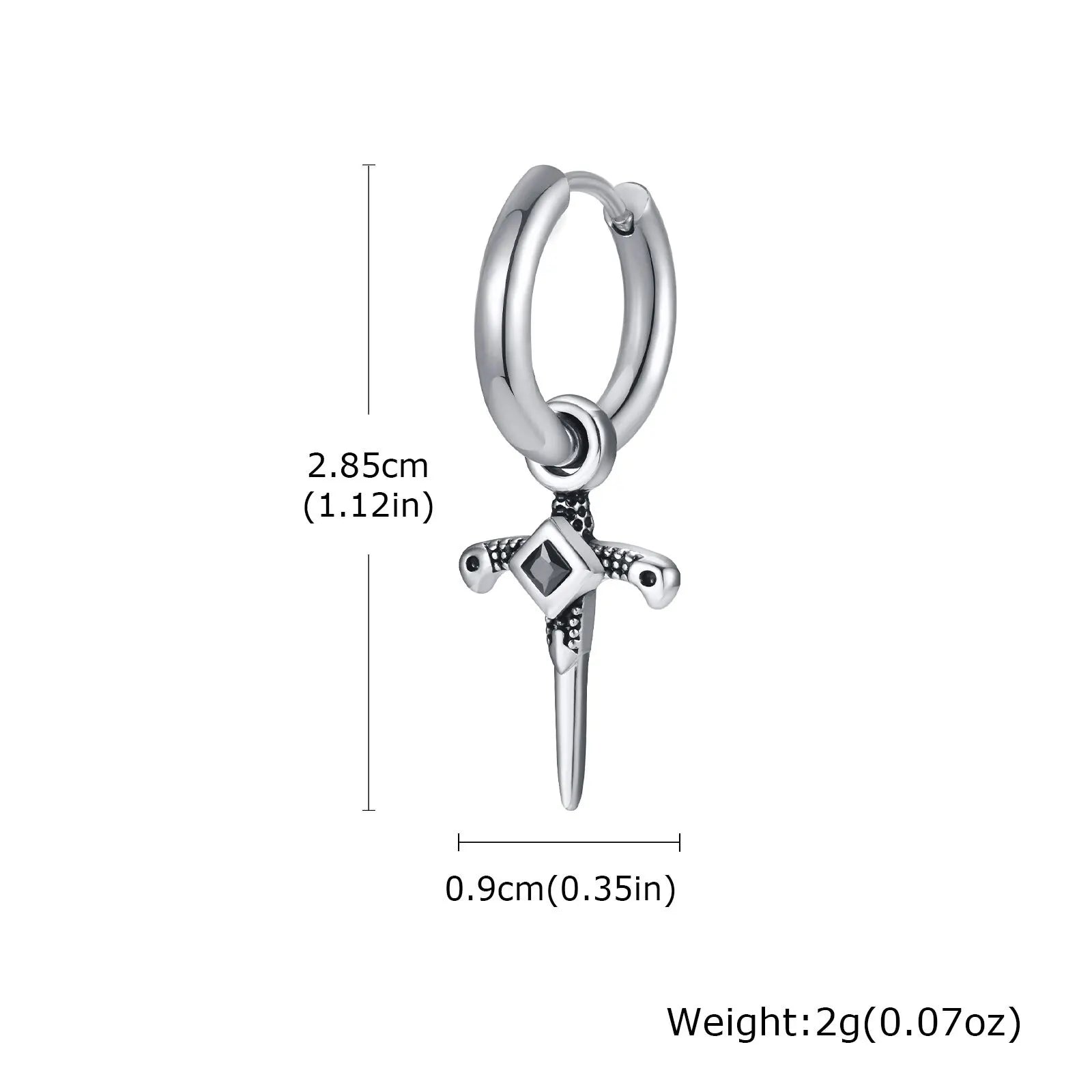 Vnox Single Stainless Steel Men Cross Punk Dangle Earrings High-end Fashion Hoop Earrings For Boys Ear Jewelry Friendship Gifts