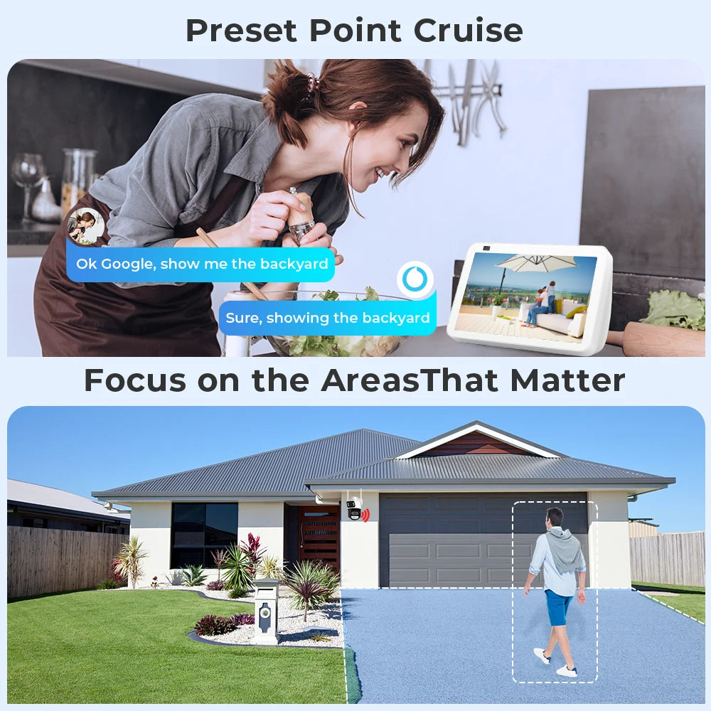 BESDER 8MP Wifi Camera PTZ Dual Screens Outdoor  Human Detection Auto Tracking 6MP CCTV Surveillance IP Camera P2P Audio iCSee