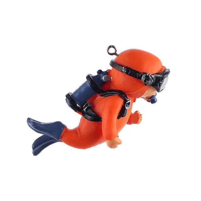 Fish Tank Decoration Creative Floating Diver Ornaments Set Blue Guy Figurines for Underwater Scenery Bottom Aquarium Decor