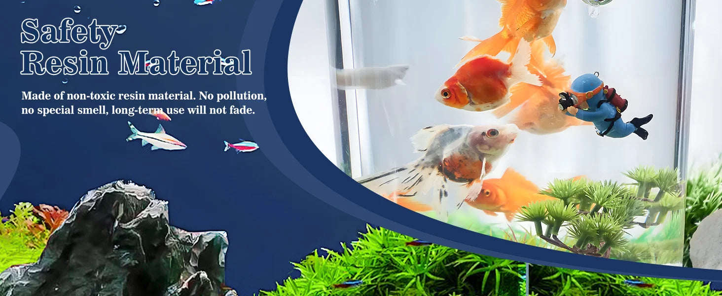 Fish Tank Decoration Creative Floating Diver Ornaments Set Blue Guy Figurines for Underwater Scenery Bottom Aquarium Decor