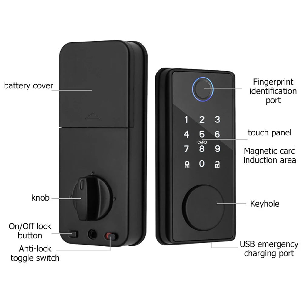 Tuya App Remote Control Smart Door Lock Deadbolt With Keys Fingerprint Lock electronics Digital Indoor House Electronic Lock
