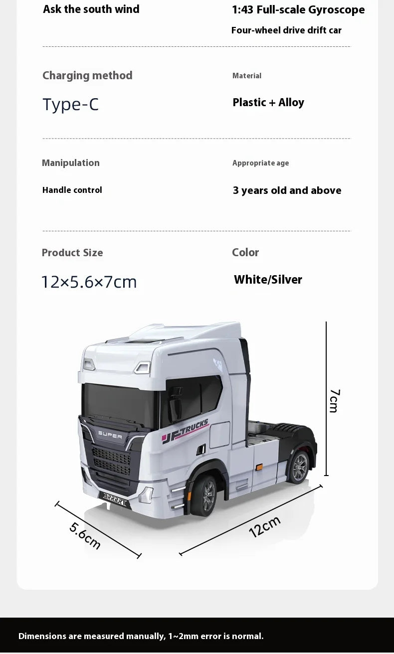 Remote Control Drifting Car Tabletop Toy Alloy Tractor Rc Truck 1/43 2.4g Rc Engineering Trailer Truck With Light And Sound Toys