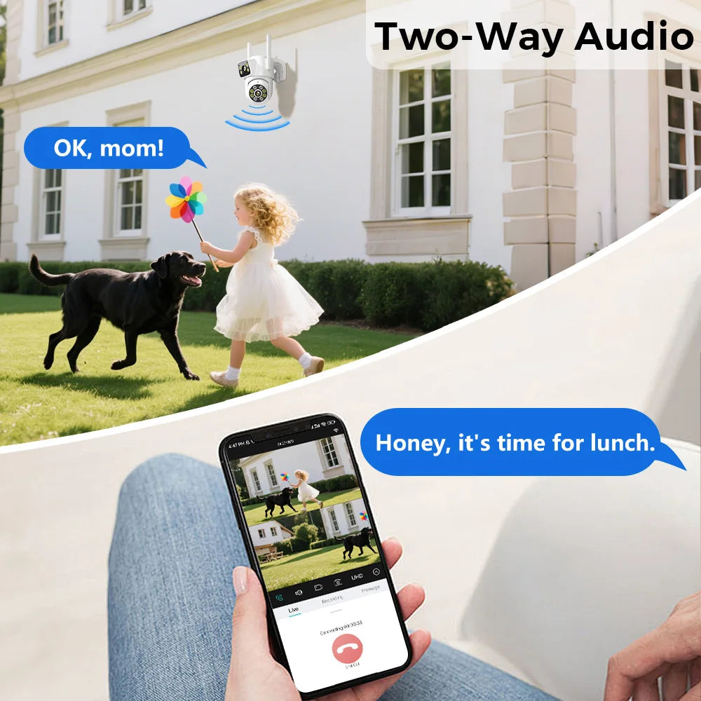 BESDER 8MP Wifi Camera PTZ Dual Screens Outdoor  Human Detection Auto Tracking 6MP CCTV Surveillance IP Camera P2P Audio iCSee