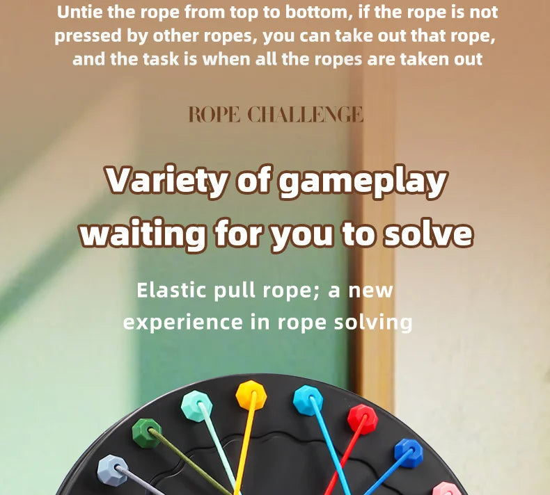 Twisted Rope Puzzle Game Brainy Knots Rope Untangling Board Game, Rope Knots Challenge Game, String Solution Central Lacing Toys