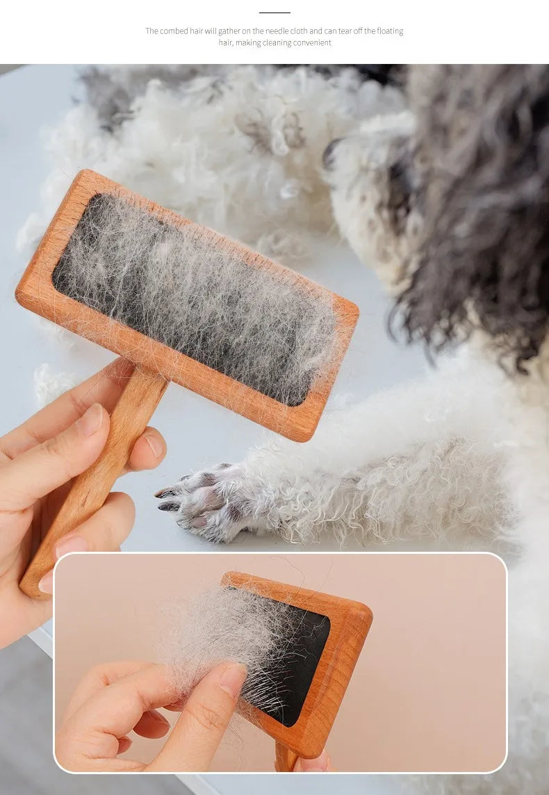 Dog Comb Solid Wood Dogs Brush Pet Hair Remover Bamboo Dog Grooming Brush Massage Cat Brushes Hair Knot Cleaning Combs for Pet