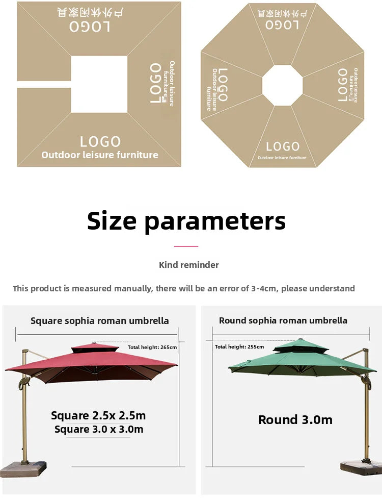 Outdoor Sun Umbrella, Cantilever, Courtyard Villa Courtyard Garden Sun Umbrella, Outdoor Umbrella, Customizable