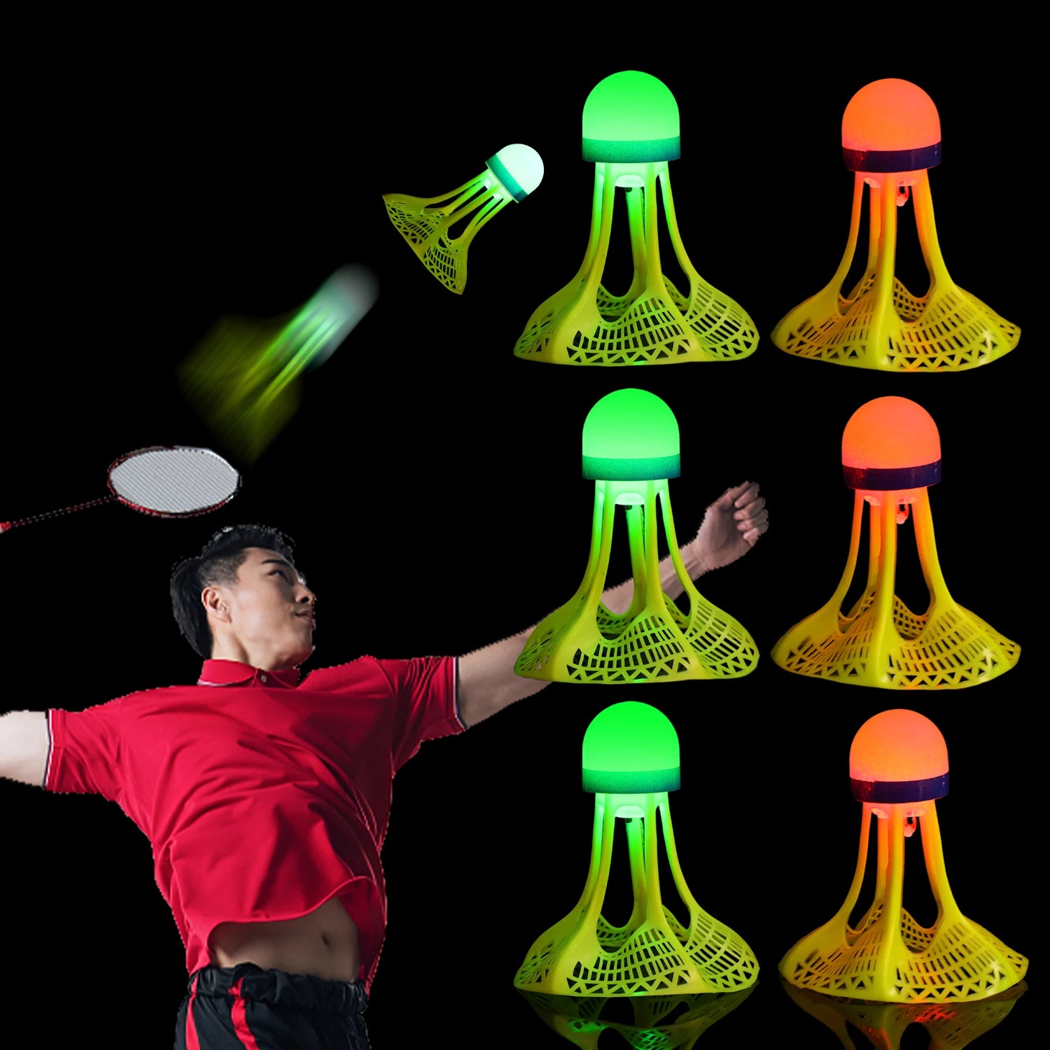 8/1PCS Windproof Light-up Badminton Durable Yellow Nylon Shuttlecocks Badminton Indoor Outdoor Sports Badminton Training Balls