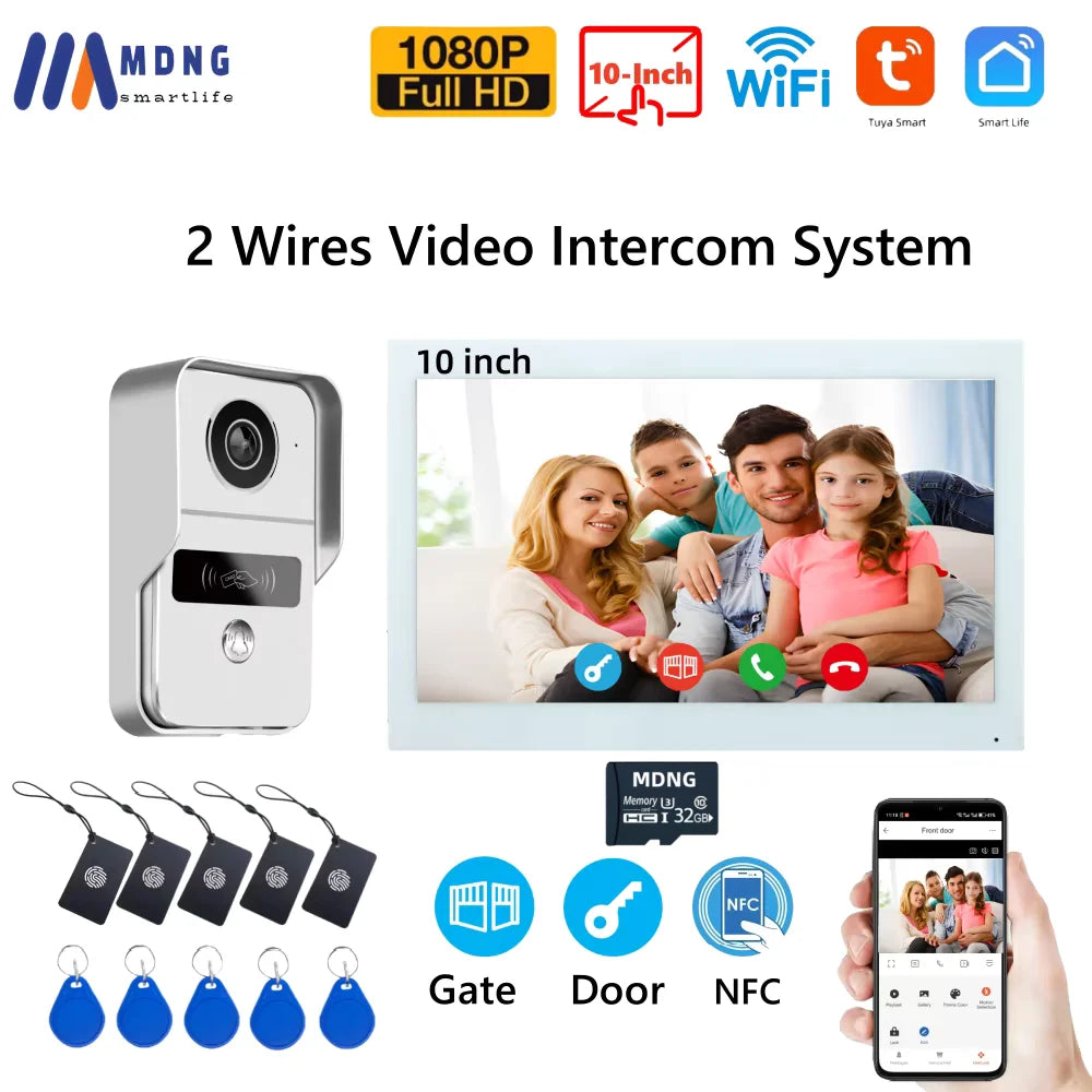 2 Wires Digital Video Intercom System 7/10 Inch Wireless WIFI Video Doorphone Tuya Smart WIFI Doorbell Camera for home Apartment