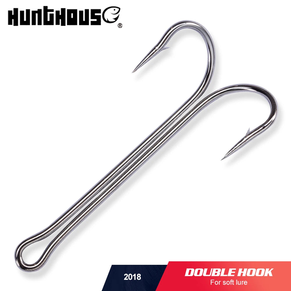 Hunthouse New Item Double Hook Long Fishing Equipment  Long Double Hook Top Quality Fishing Killer High Carbon Steel Duple Hook