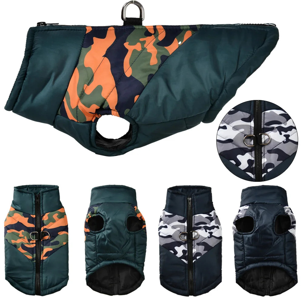 Pet Dog Jacket Coat Winter Waterproof Puppy Camouflage Print Cozy Clothes Coat For Small Medium Dogs Cats Pug Bulldog Clothing
