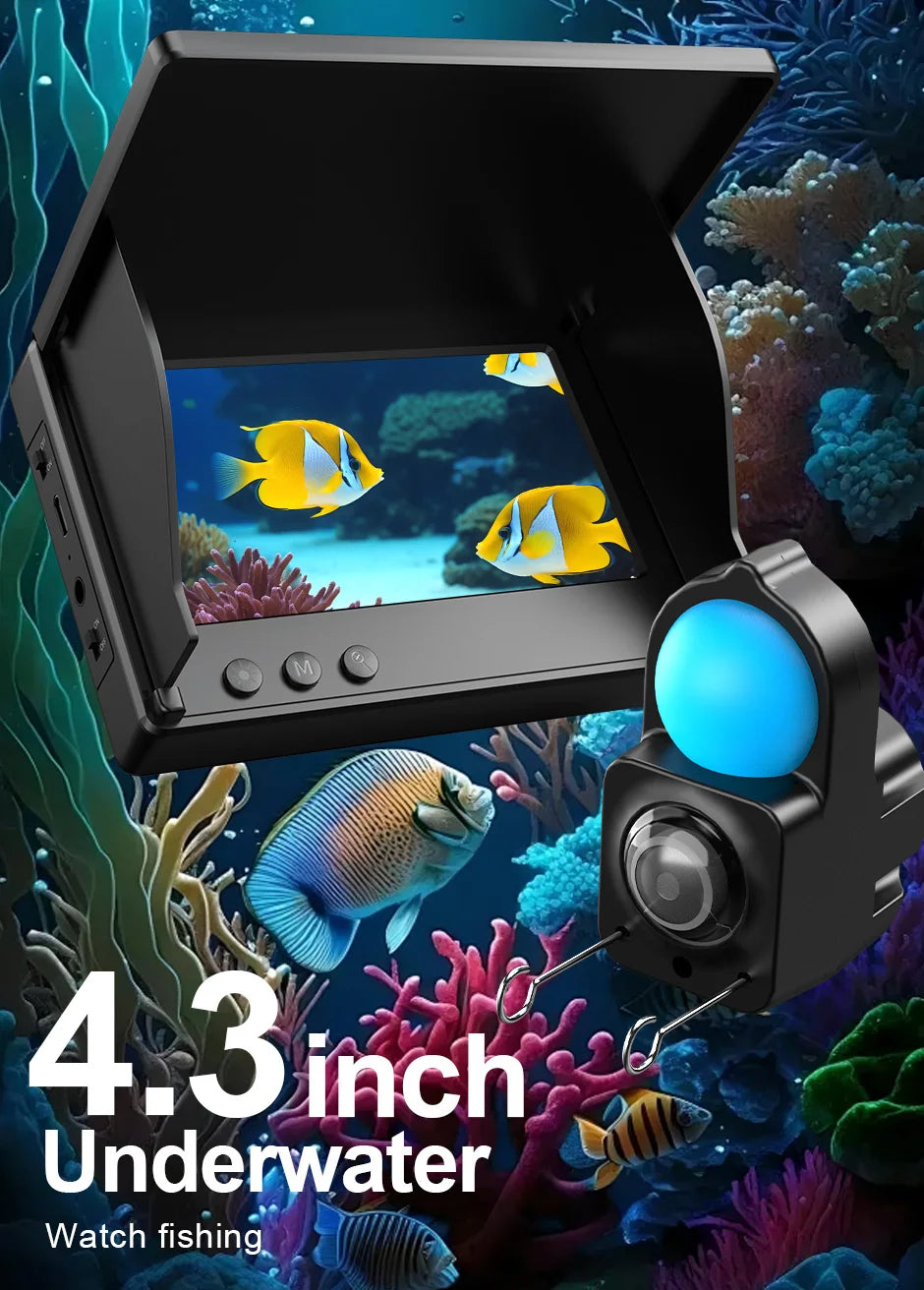 Portable Fish Depth Finder Water Handheld 1080P 4.3 Inch LCD Fish Finder Underwater 220° Fishing Camera With Night Vision