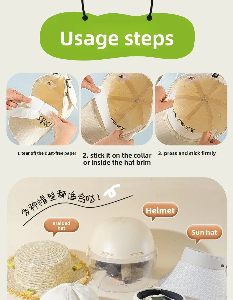 Disposable Hat Sweat Pad Adjustable Absorbent Hat Liner for Baseball Caps and Shirts Cotton Collar Protector Hiking Accessories