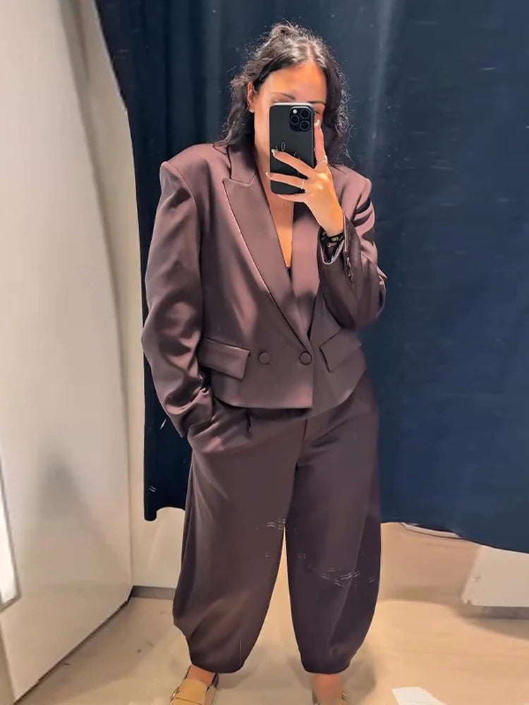 Women's Two Pieces Set New In Matching Sets New Outerwear Ensemble Femmes Blazer Coats Jackets Tapered Pants Trousers Clothes