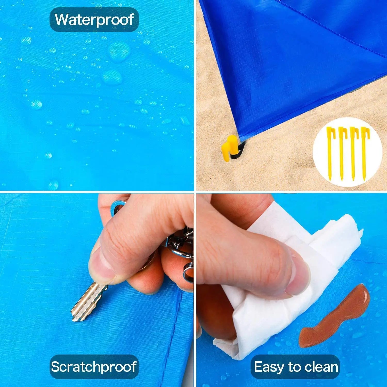 Beach Blanket Waterproof Sandproof Beach Mat 2x2.1m for 2-8 Adults Quick Drying Outdoor Picnic Mat for Travel, Camping, Hiking