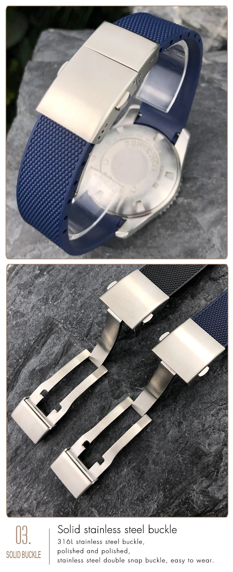 19mm 20mm 21mm Rubber Silicone Watchband for Longines Conquest HydroConquest L3.781 VHP Black Blue Sports Waterproof Watch Strap